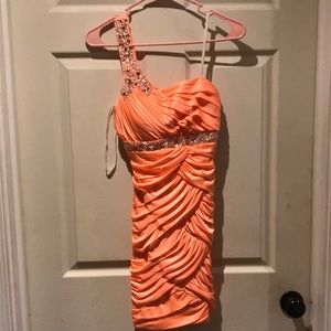 Womens fancy dress size small, orange with diamonds